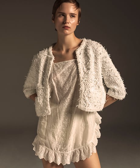 SILK COTTON LACE EMBROIDERY APRON BLOUSE