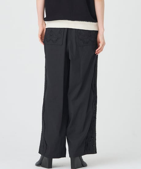 COTTON/ LINEN CUTWORK LACE EMBROIDERY PANTS