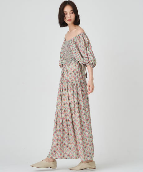 SMOCKING ETHNIC PRINT DRESS