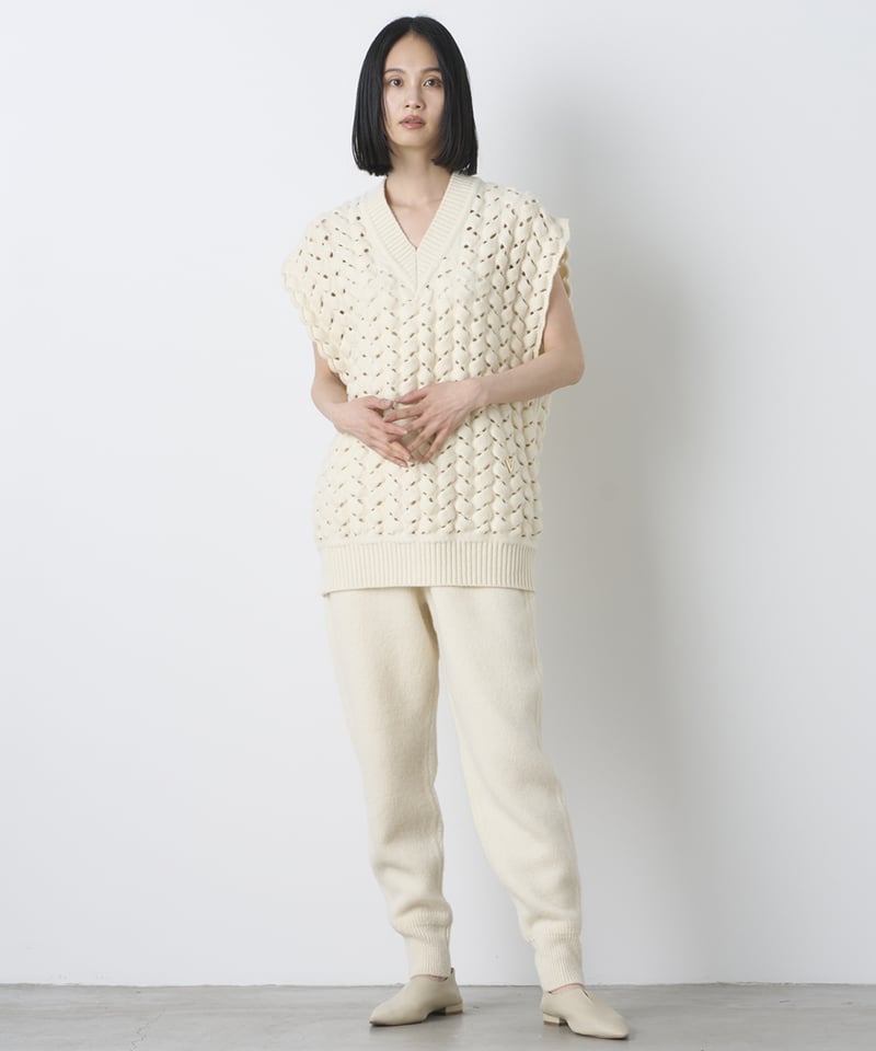 FLEN handmade knit vest アイボリー FLEN handmade knit vest アイボリー