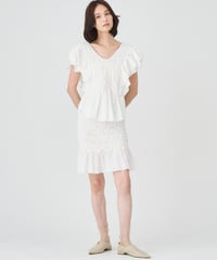 SMOCKING CHECK SKIRT