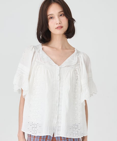 SILK COTTON LACE EMBROIDERY  BLOUSE