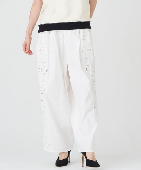 COTTON/ LINEN CUTWORK LACE EMBROIDERY PANTS