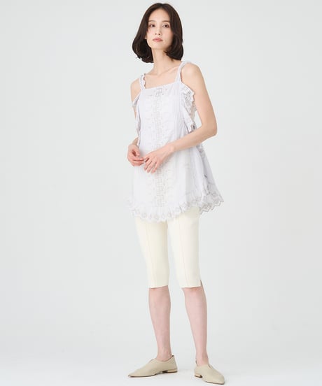 SILK COTTON LACE EMBROIDERY APRON BLOUSE