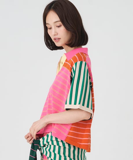 CRAZY BORDER POLO　KNIT