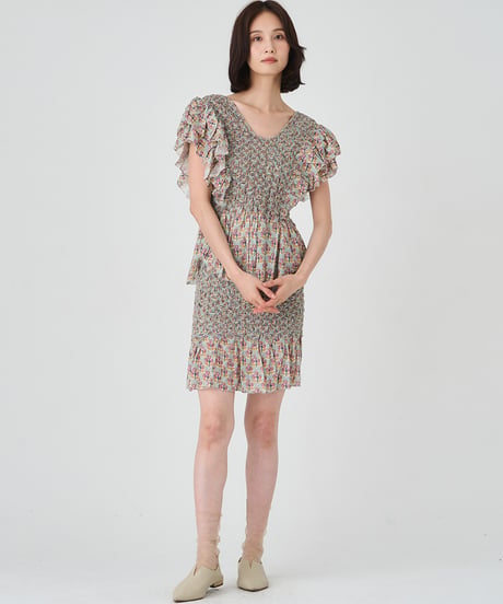 SMOCKING ETHNIC PRINT SKIRT