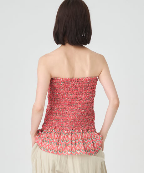 SMOCKING ETHNIC PRINT SKIRT