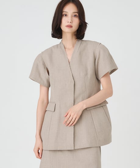LINEN-LIKE COTTONDOUBLE WEAVE JACKET