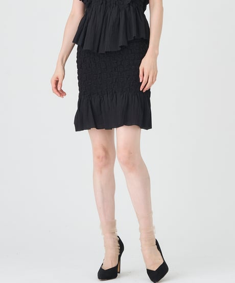 SMOCKING CHECK SKIRT