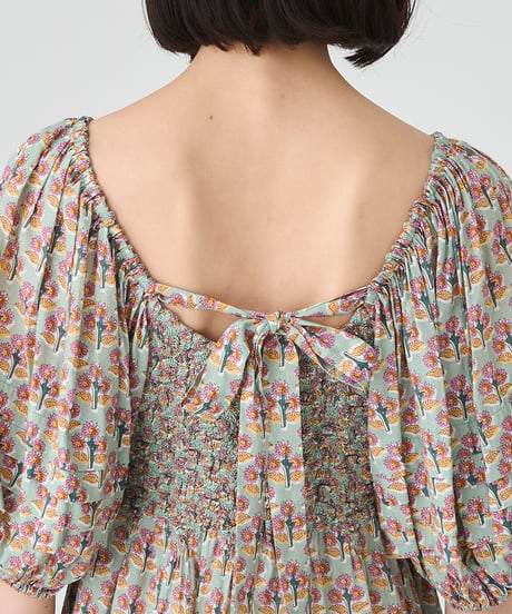 SMOCKING ETHNIC PRINT DRESS
