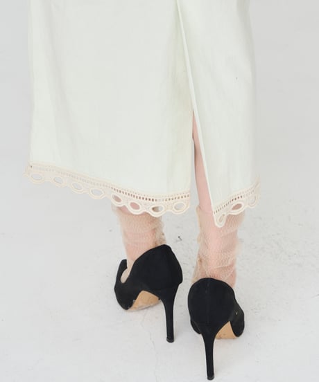 COTTON/ LINEN CUTWORK LACE EMBROIDERY SKIRT