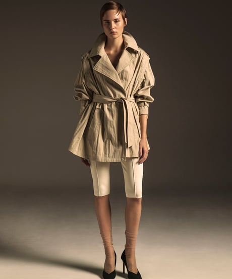 COTTON NYLON SHORT TRENCH COAT