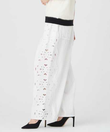 COTTON/ LINEN CUTWORK LACE EMBROIDERY PANTS