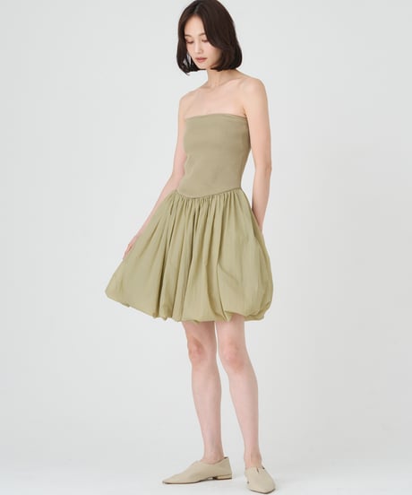 ACETATE COTTON RIB　 TUBE TOP DRESS