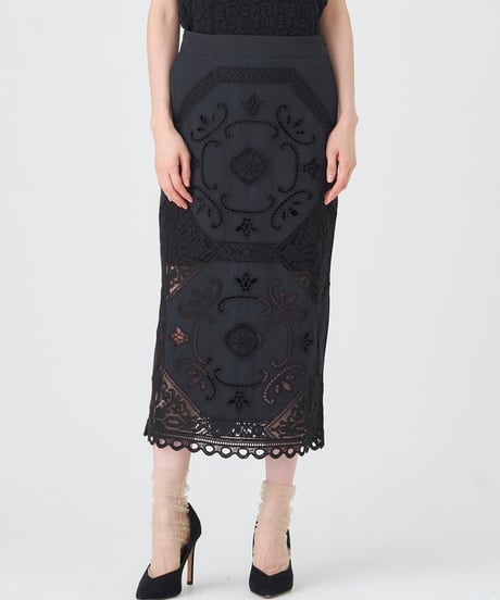 COTTON/ LINEN CUTWORK LACE EMBROIDERY SKIRT
