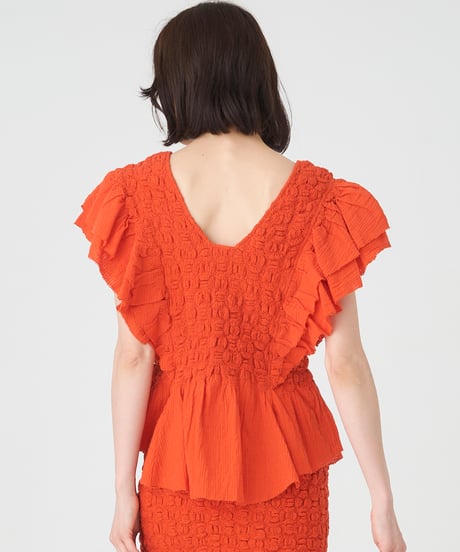 SMOCKING CHECK BLOUSE