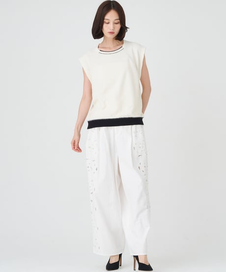 COTTON/ LINEN CUTWORK LACE EMBROIDERY PANTS
