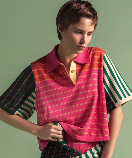 CRAZY BORDER POLO　KNIT