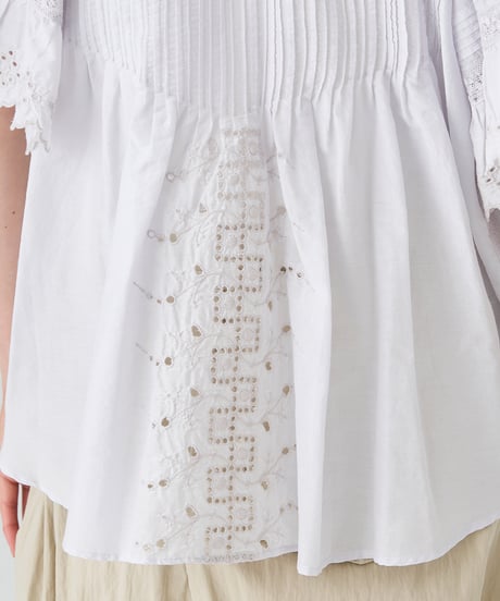 SILK COTTON LACE EMBROIDERY  BLOUSE