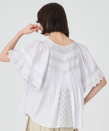 SILK COTTON LACE EMBROIDERY  BLOUSE