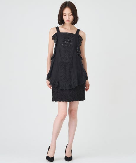 SILK COTTON LACE EMBROIDERY APRON BLOUSE