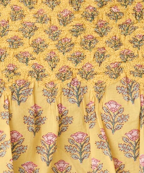 SMOCKING ETHNIC PRINT SKIRT