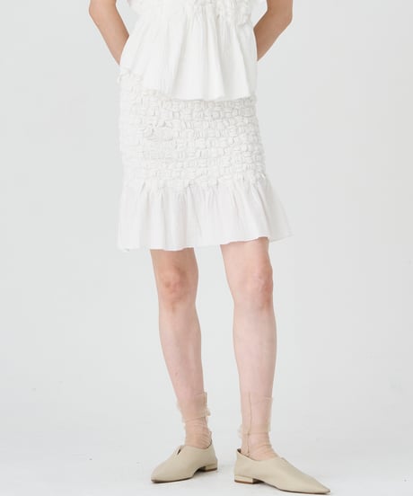 SMOCKING CHECK SKIRT