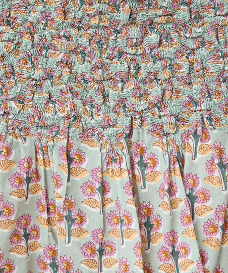 SMOCKING ETHNIC PRINT SKIRT