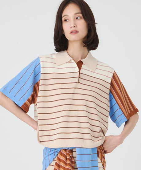 CRAZY BORDER POLO　KNIT
