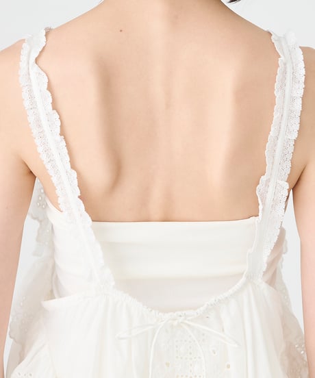 SILK COTTON LACE EMBROIDERY APRON BLOUSE