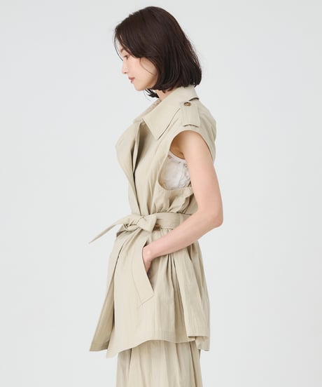 COTTON NYLON SHORT TRENCH COAT