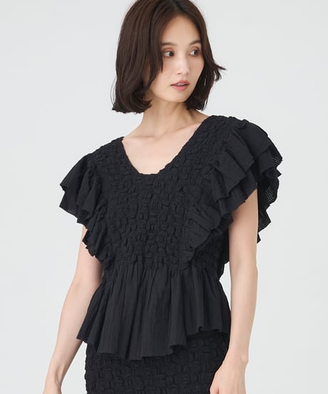 SMOCKING CHECK BLOUSE