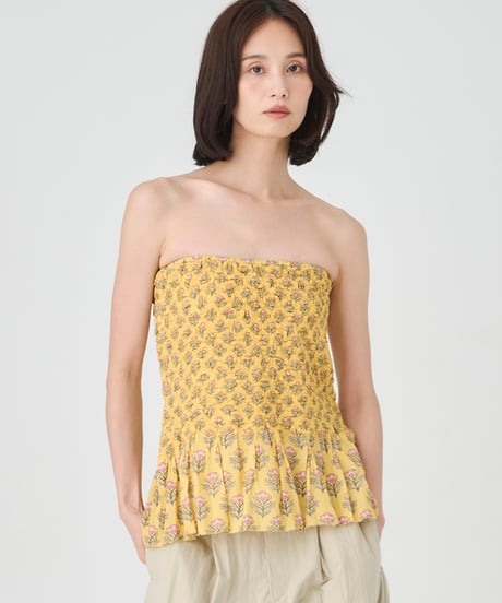 SMOCKING ETHNIC PRINT SKIRT
