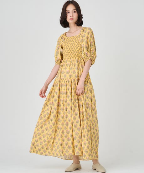 SMOCKING ETHNIC PRINT DRESS