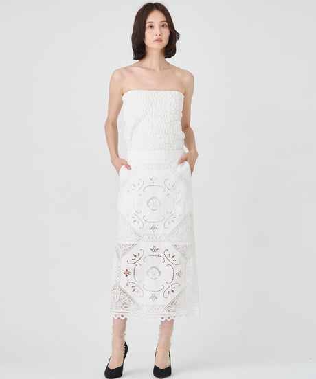 COTTON/ LINEN CUTWORK LACE EMBROIDERY SKIRT