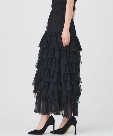 DOT TULE TIERED SKIRT