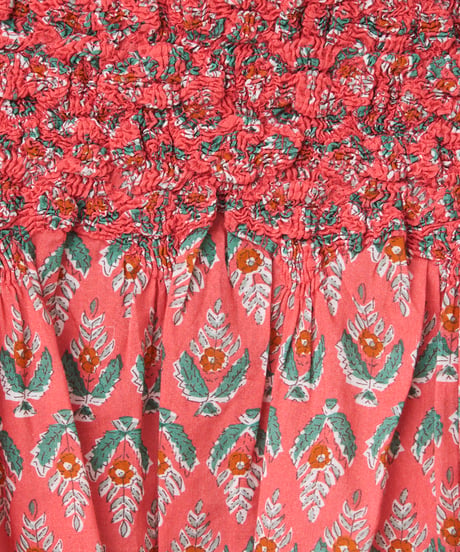 SMOCKING ETHNIC PRINT SKIRT
