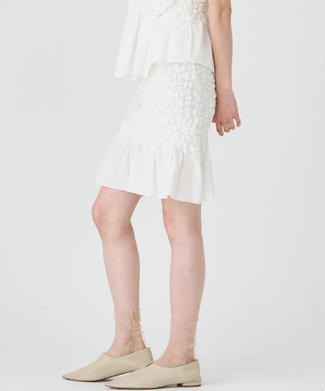 SMOCKING CHECK SKIRT