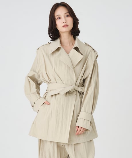 COTTON NYLON SHORT TRENCH COAT