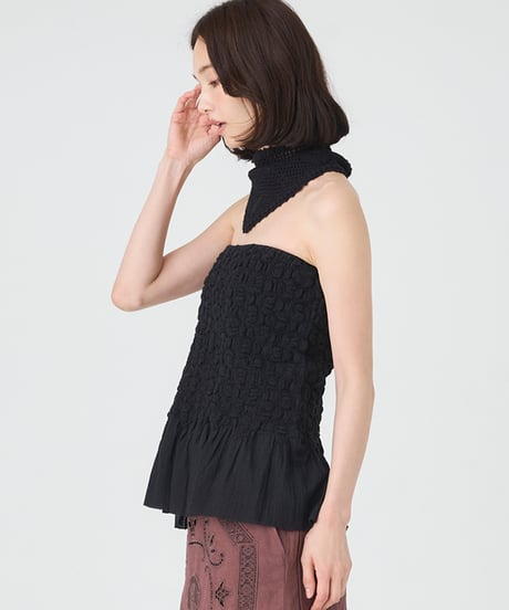 SMOCKING CHECK SKIRT