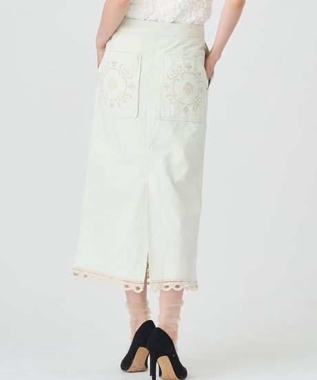 COTTON/ LINEN CUTWORK LACE EMBROIDERY SKIRT