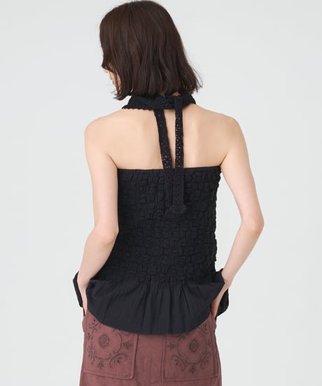 SMOCKING CHECK SKIRT