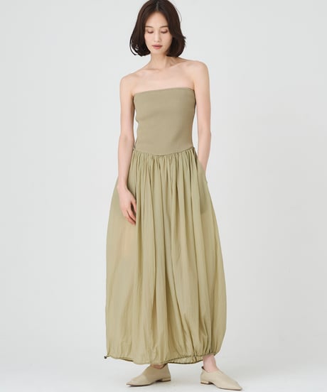 ACETATE COTTON RIB　 TUBE TOP DRESS