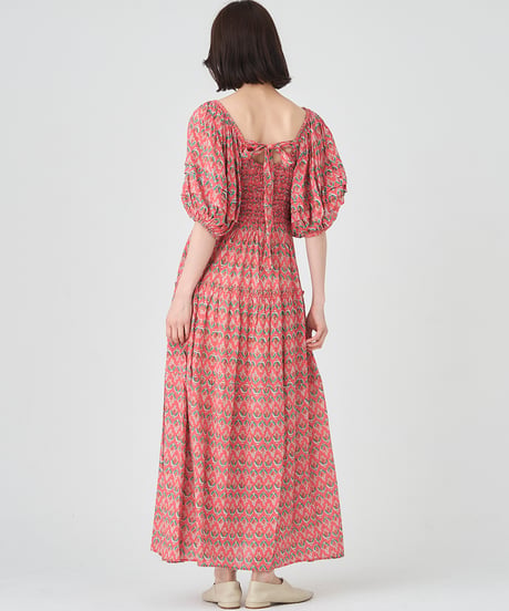 SMOCKING ETHNIC PRINT DRESS