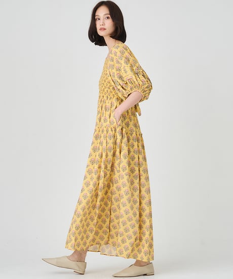 SMOCKING ETHNIC PRINT DRESS