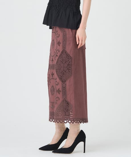 COTTON/ LINEN CUTWORK LACE EMBROIDERY SKIRT
