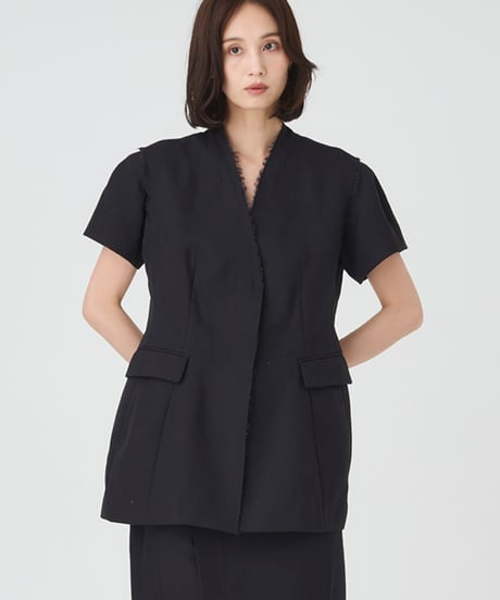 LINEN-LIKE COTTONDOUBLE WEAVE JACKET