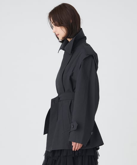 COTTON NYLON SHORT TRENCH COAT