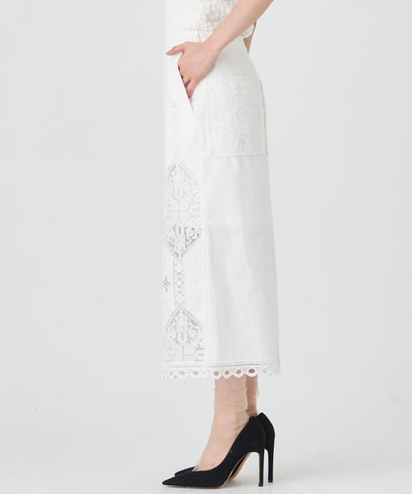 COTTON/ LINEN CUTWORK LACE EMBROIDERY SKIRT