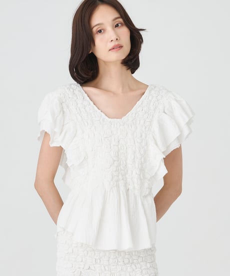 SMOCKING CHECK BLOUSE